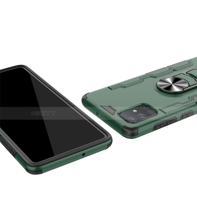 Funda Bumper Silicona y Plastico Mate Carcasa con Magnetico Anillo de dedo Soporte R01 para Samsung Galaxy A51 5G