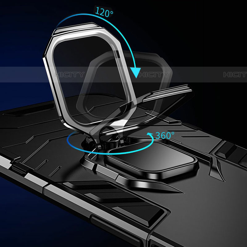 Funda Bumper Silicona y Plastico Mate Carcasa con Magnetico Anillo de dedo Soporte R01 para Samsung Galaxy F22 4G