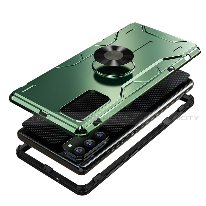 Funda Bumper Silicona y Plastico Mate Carcasa con Magnetico Anillo de dedo Soporte R01 para Samsung Galaxy Note 20 5G