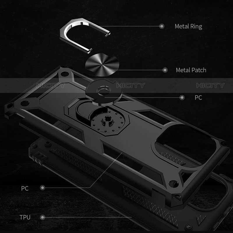 Funda Bumper Silicona y Plastico Mate Carcasa con Magnetico Anillo de dedo Soporte R01 para Xiaomi Mi 11 5G