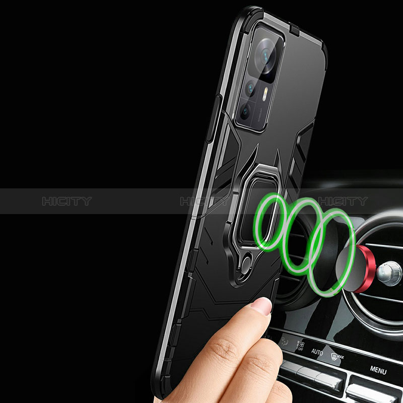 Funda Bumper Silicona y Plastico Mate Carcasa con Magnetico Anillo de dedo Soporte R01 para Xiaomi Mi 12T 5G