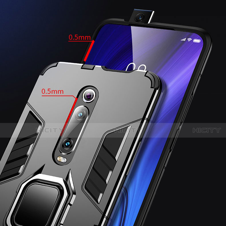 Funda Bumper Silicona y Plastico Mate Carcasa con Magnetico Anillo de dedo Soporte R01 para Xiaomi Mi 9T