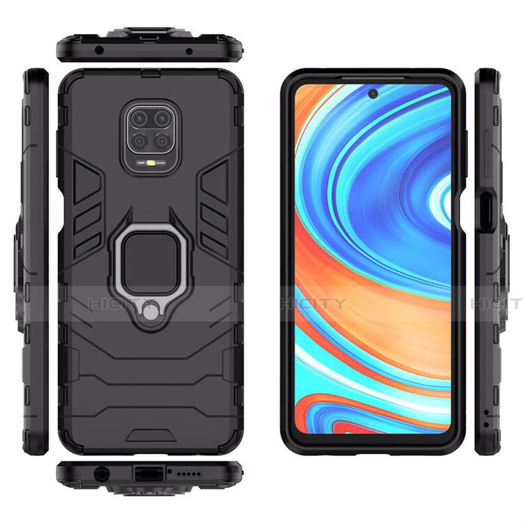 Funda Bumper Silicona y Plastico Mate Carcasa con Magnetico Anillo de dedo Soporte R01 para Xiaomi Poco M2 Pro