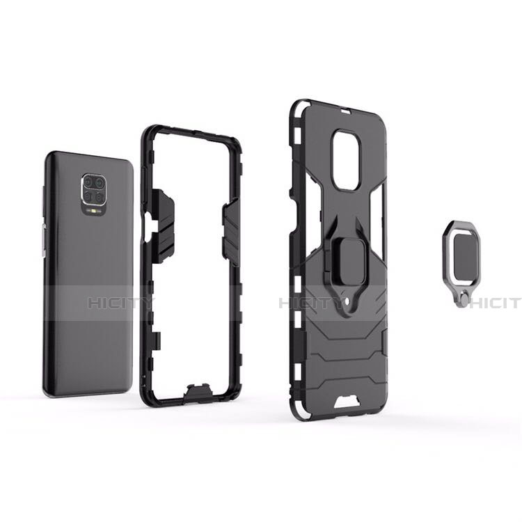 Funda Bumper Silicona y Plastico Mate Carcasa con Magnetico Anillo de dedo Soporte R01 para Xiaomi Poco M2 Pro