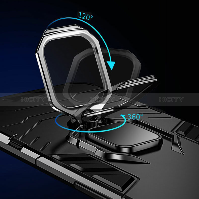 Funda Bumper Silicona y Plastico Mate Carcasa con Magnetico Anillo de dedo Soporte R01 para Xiaomi Poco X5 Pro 5G