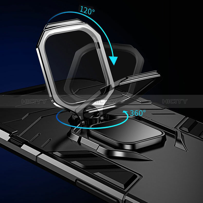 Funda Bumper Silicona y Plastico Mate Carcasa con Magnetico Anillo de dedo Soporte R01 para Xiaomi Redmi 10 4G