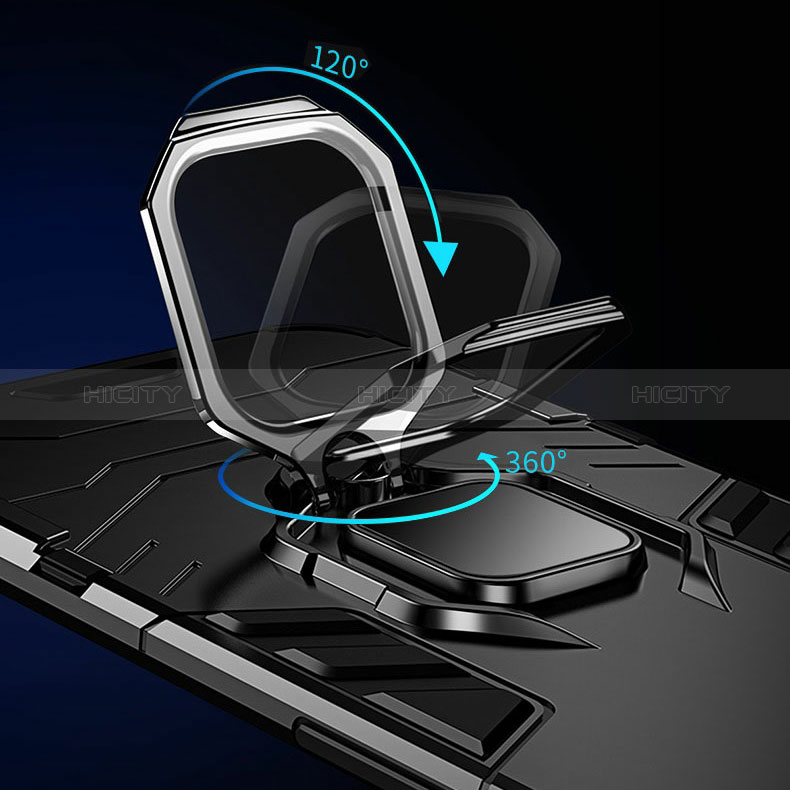 Funda Bumper Silicona y Plastico Mate Carcasa con Magnetico Anillo de dedo Soporte R01 para Xiaomi Redmi 10 5G