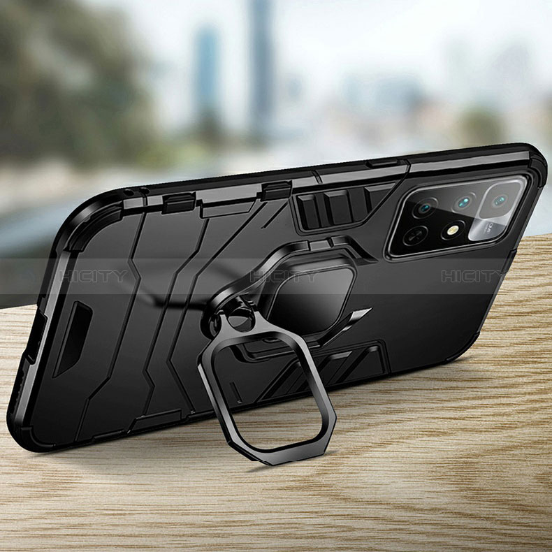 Funda Bumper Silicona y Plastico Mate Carcasa con Magnetico Anillo de dedo Soporte R01 para Xiaomi Redmi Note 11 4G (2021)