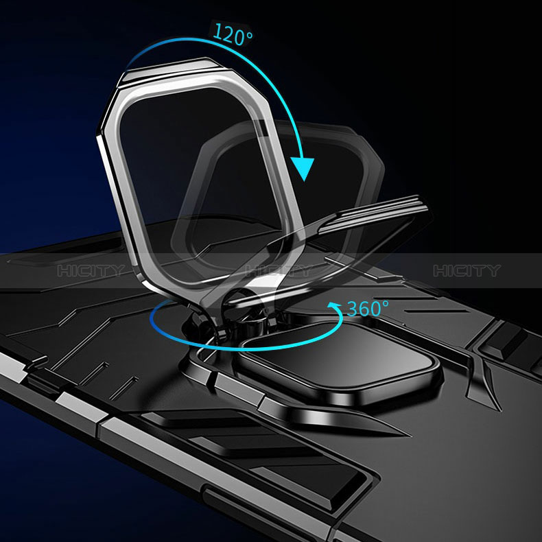 Funda Bumper Silicona y Plastico Mate Carcasa con Magnetico Anillo de dedo Soporte R01 para Xiaomi Redmi Note 11T Pro+ Plus 5G