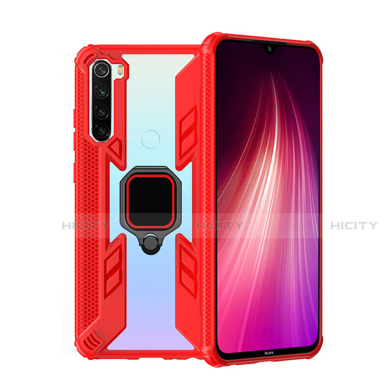 Funda Bumper Silicona y Plastico Mate Carcasa con Magnetico Anillo de dedo Soporte R01 para Xiaomi Redmi Note 8 (2021)