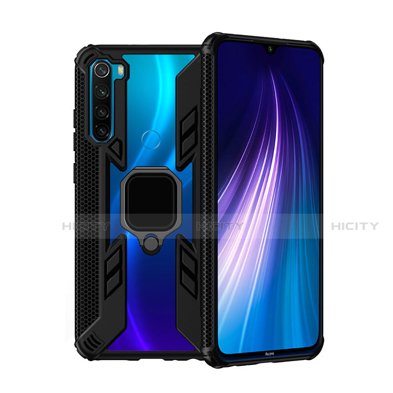 Funda Bumper Silicona y Plastico Mate Carcasa con Magnetico Anillo de dedo Soporte R01 para Xiaomi Redmi Note 8