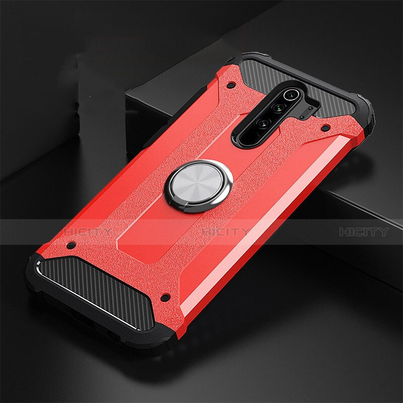 Funda Bumper Silicona y Plastico Mate Carcasa con Magnetico Anillo de dedo Soporte R01 para Xiaomi Redmi Note 8 Pro