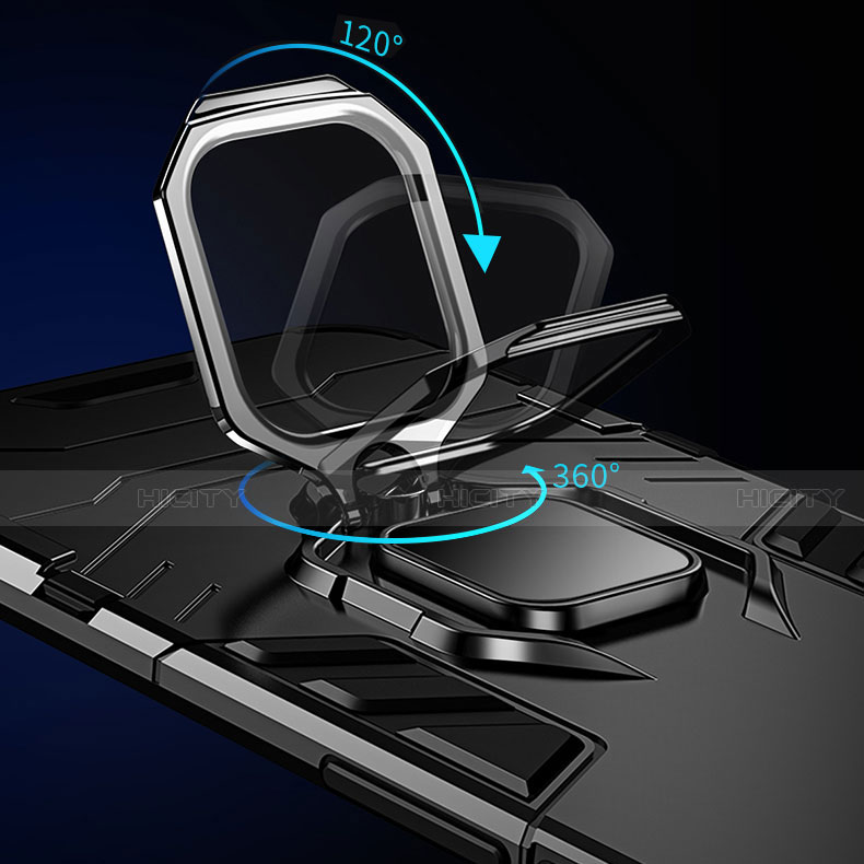 Funda Bumper Silicona y Plastico Mate Carcasa con Magnetico Anillo de dedo Soporte R01 para Xiaomi Redmi Note 9