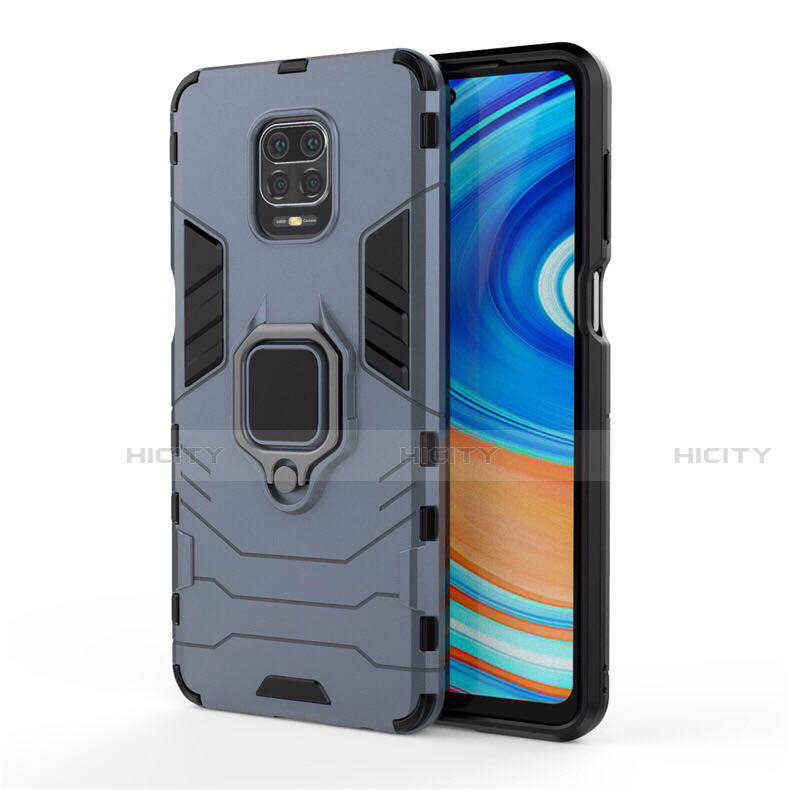 Funda Bumper Silicona y Plastico Mate Carcasa con Magnetico Anillo de dedo Soporte R01 para Xiaomi Redmi Note 9 Pro