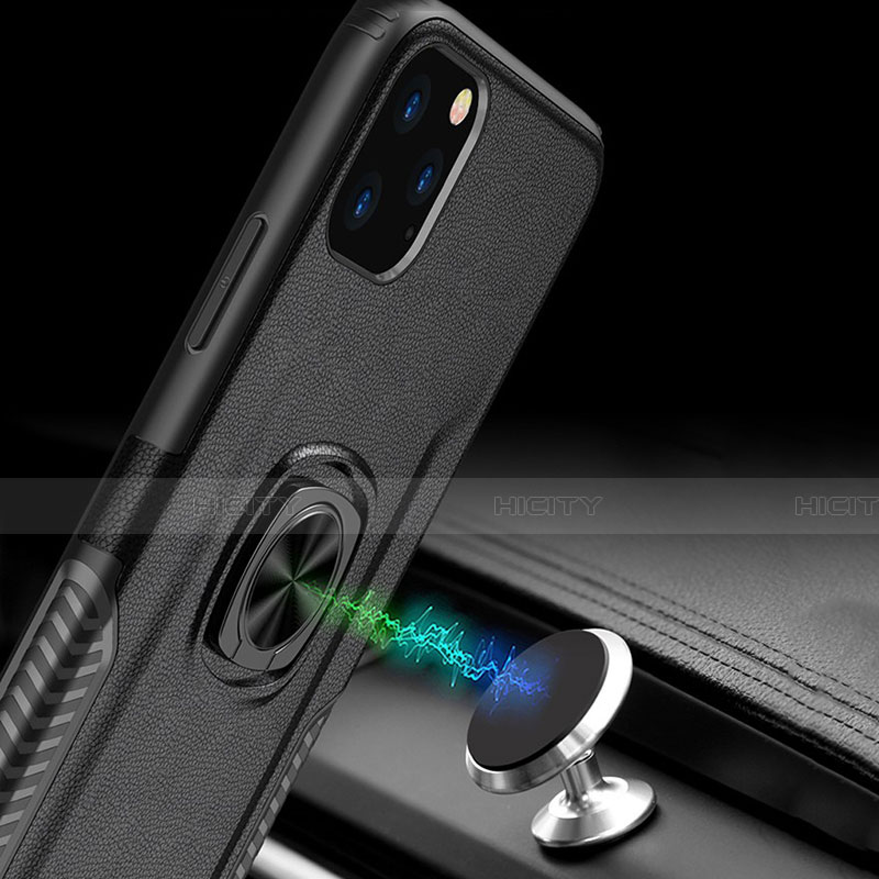 Funda Bumper Silicona y Plastico Mate Carcasa con Magnetico Anillo de dedo Soporte R02 para Apple iPhone 11 Pro