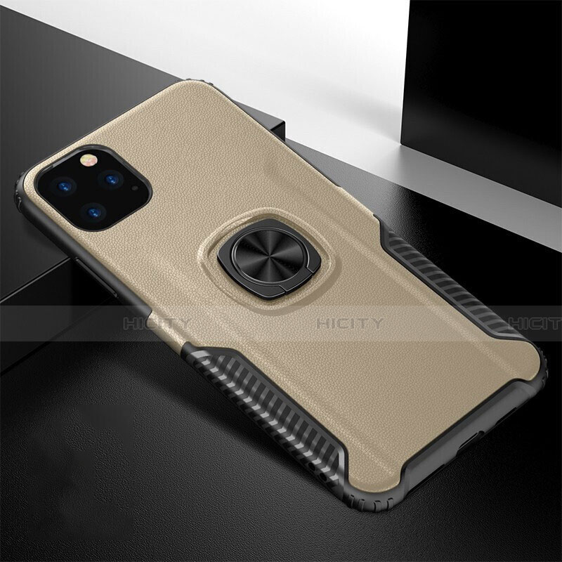 Funda Bumper Silicona y Plastico Mate Carcasa con Magnetico Anillo de dedo Soporte R02 para Apple iPhone 11 Pro