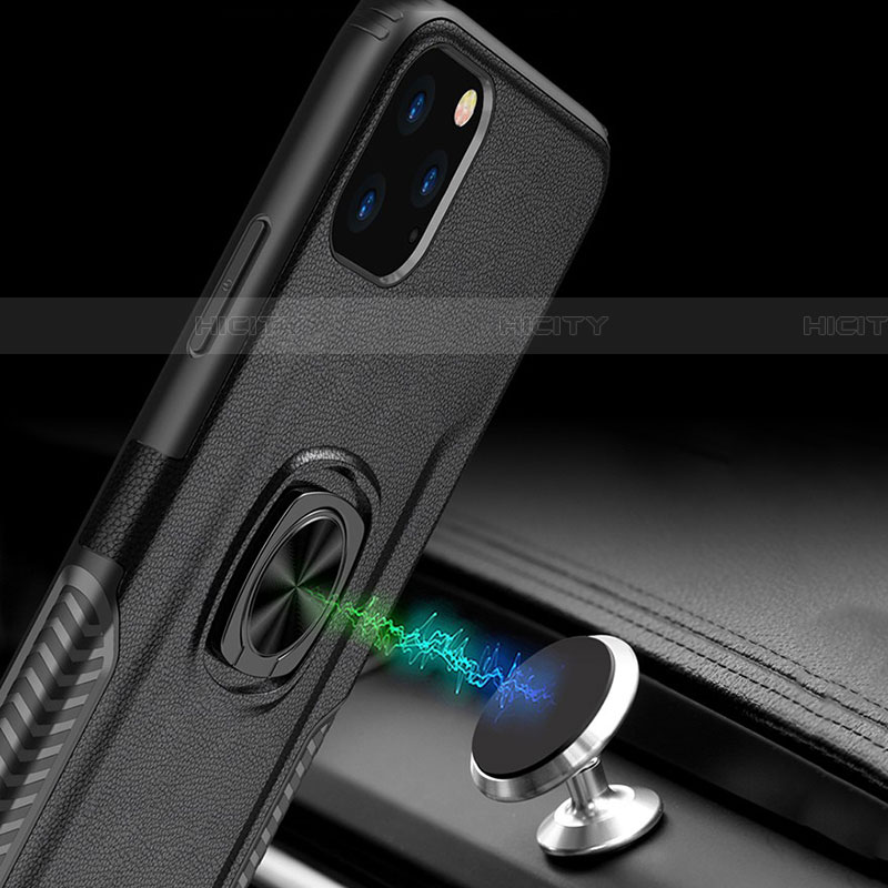 Funda Bumper Silicona y Plastico Mate Carcasa con Magnetico Anillo de dedo Soporte R02 para Apple iPhone 11 Pro Max