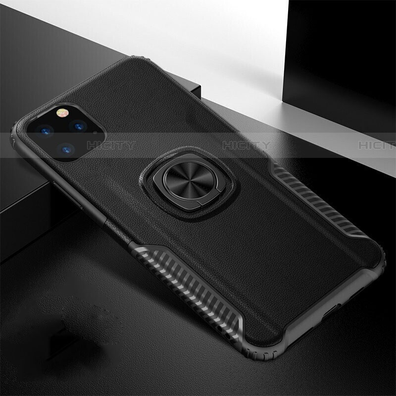 Funda Bumper Silicona y Plastico Mate Carcasa con Magnetico Anillo de dedo Soporte R02 para Apple iPhone 11 Pro Max