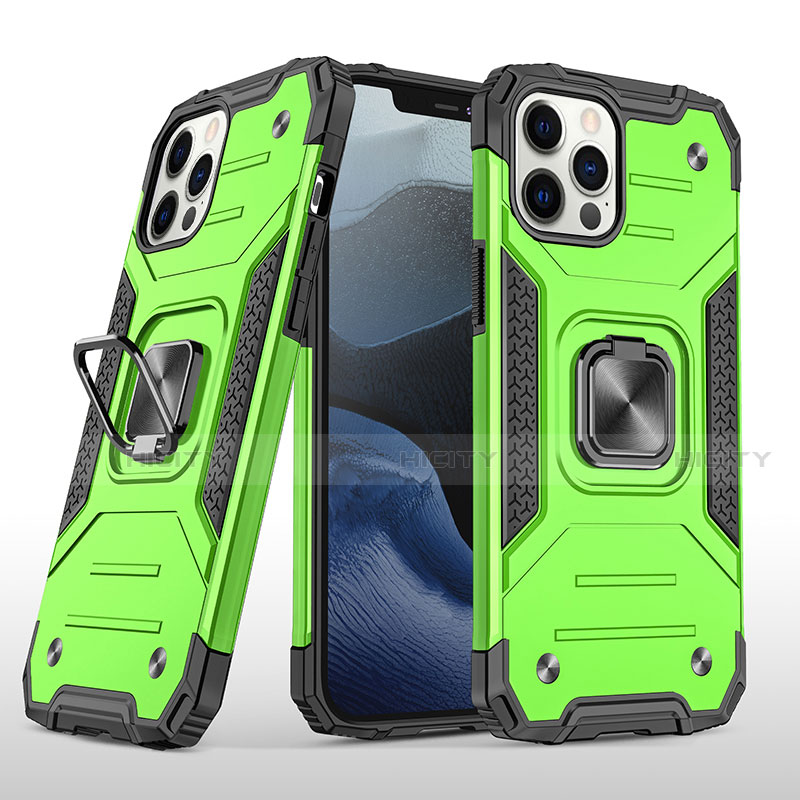 Funda Bumper Silicona y Plastico Mate Carcasa con Magnetico Anillo de dedo Soporte R02 para Apple iPhone 12 Pro Max