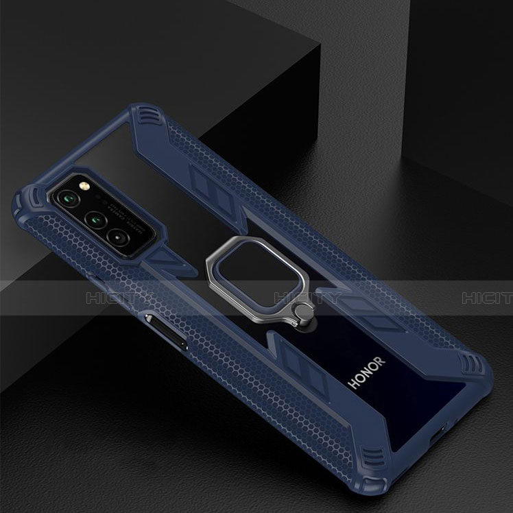 Funda Bumper Silicona y Plastico Mate Carcasa con Magnetico Anillo de dedo Soporte R02 para Huawei Honor V30 5G
