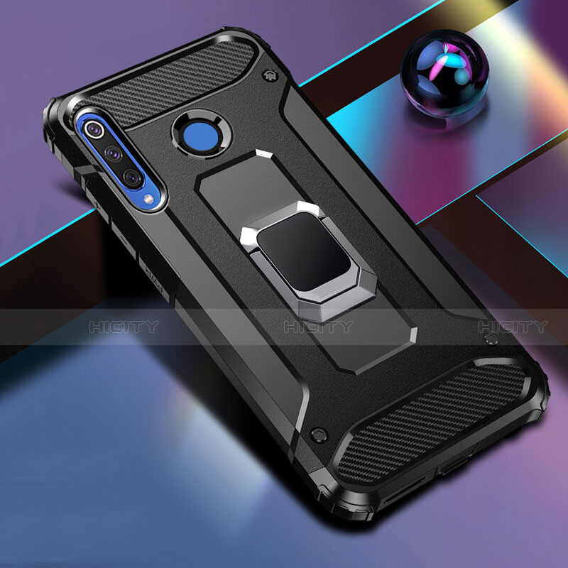 Funda Bumper Silicona y Plastico Mate Carcasa con Magnetico Anillo de dedo Soporte R02 para Huawei P30 Lite New Edition