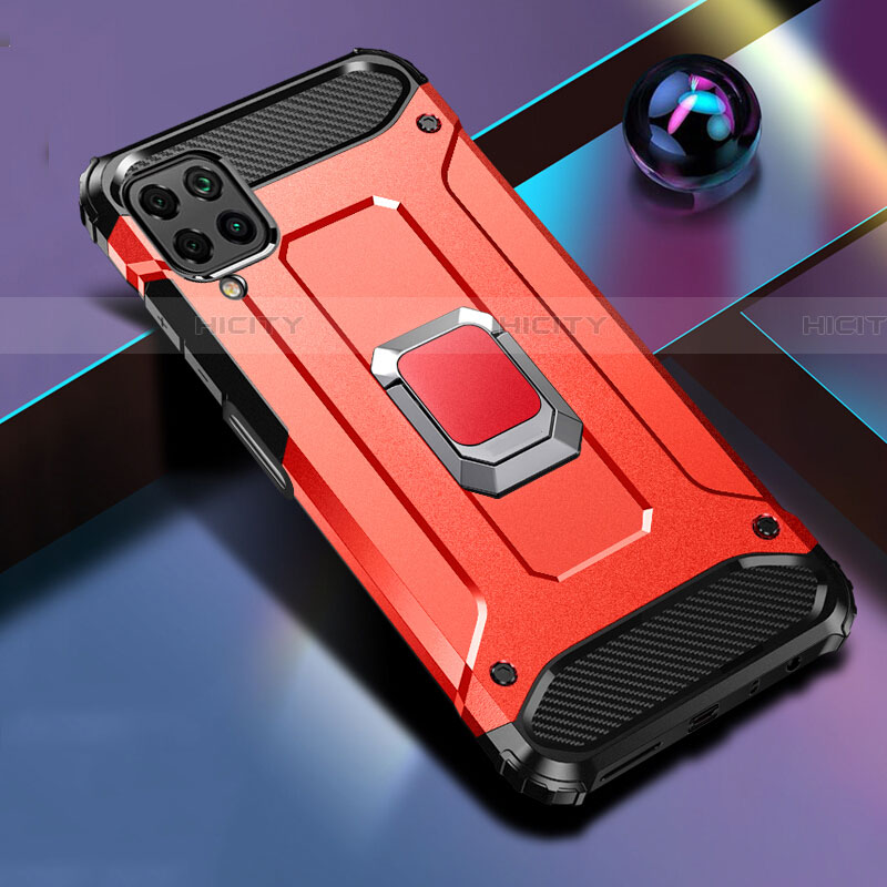 Funda Bumper Silicona y Plastico Mate Carcasa con Magnetico Anillo de dedo Soporte R02 para Huawei P40 Lite Rojo