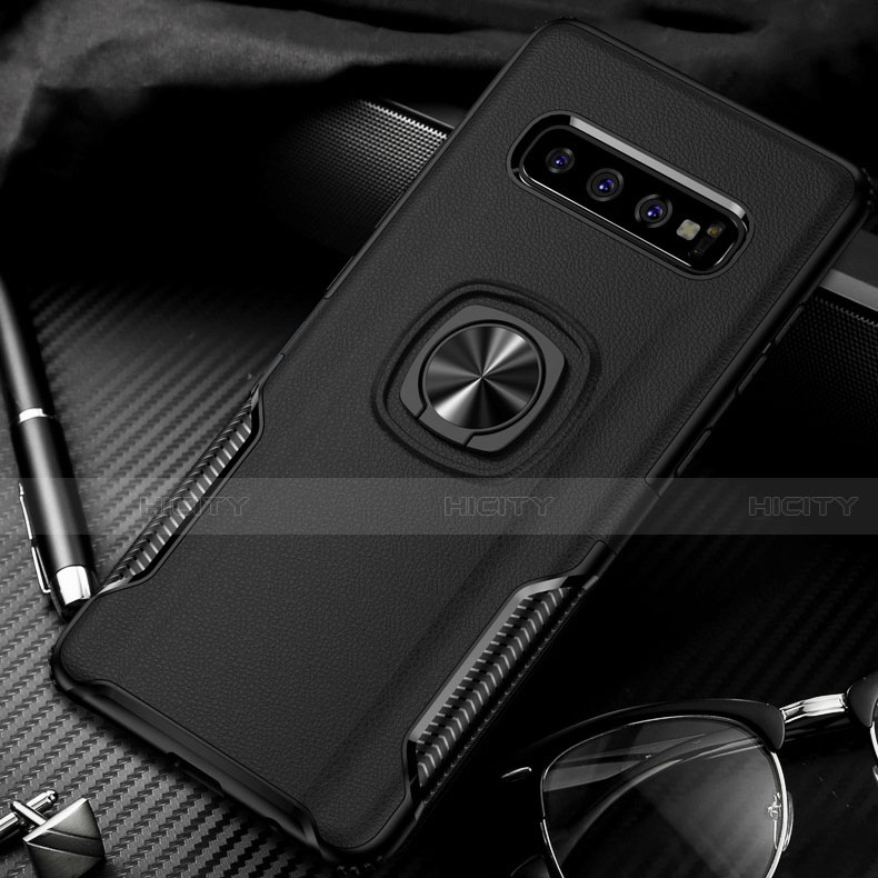 Funda Bumper Silicona y Plastico Mate Carcasa con Magnetico Anillo de dedo Soporte R02 para Samsung Galaxy S10