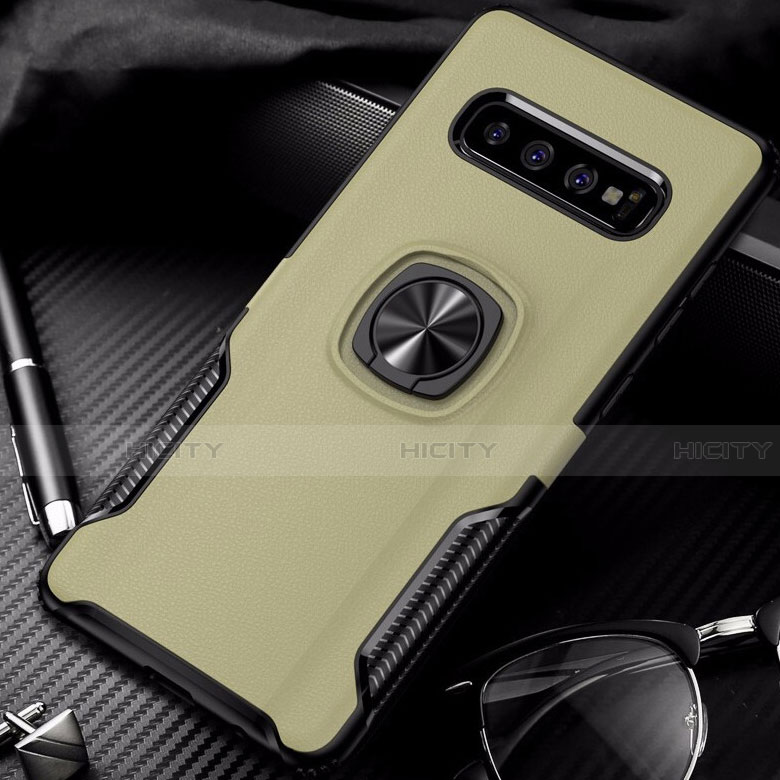 Funda Bumper Silicona y Plastico Mate Carcasa con Magnetico Anillo de dedo Soporte R02 para Samsung Galaxy S10 Plus