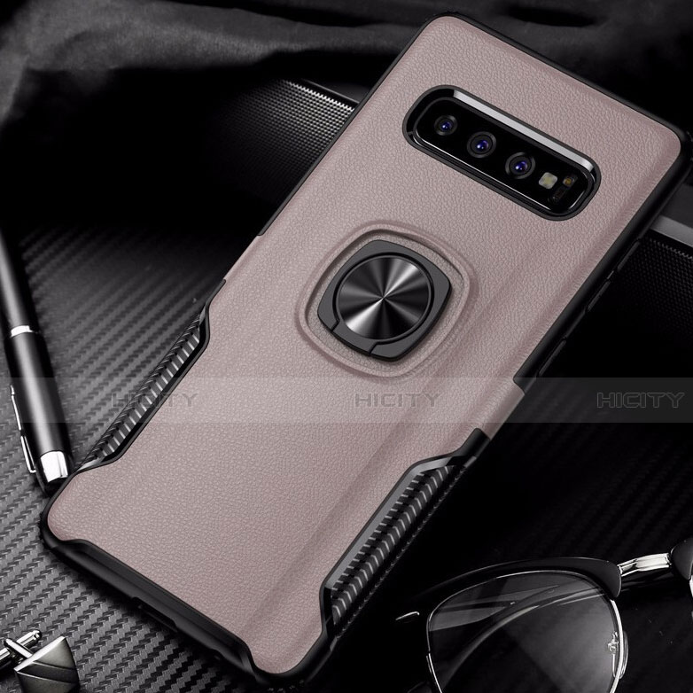 Funda Bumper Silicona y Plastico Mate Carcasa con Magnetico Anillo de dedo Soporte R02 para Samsung Galaxy S10 Plus