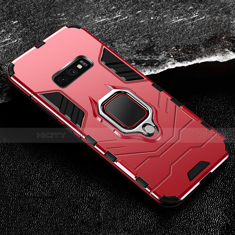 Funda Bumper Silicona y Plastico Mate Carcasa con Magnetico Anillo de dedo Soporte R02 para Samsung Galaxy S10e