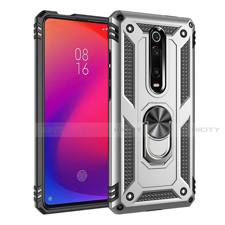 Funda Bumper Silicona y Plastico Mate Carcasa con Magnetico Anillo de dedo Soporte R02 para Xiaomi Mi 9T Pro