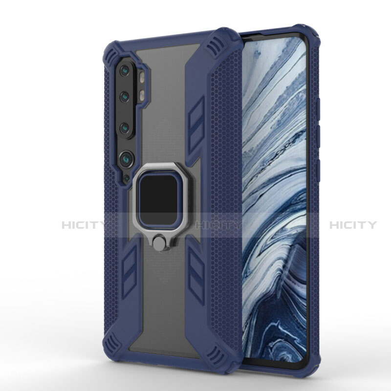 Funda Bumper Silicona y Plastico Mate Carcasa con Magnetico Anillo de dedo Soporte R02 para Xiaomi Mi Note 10