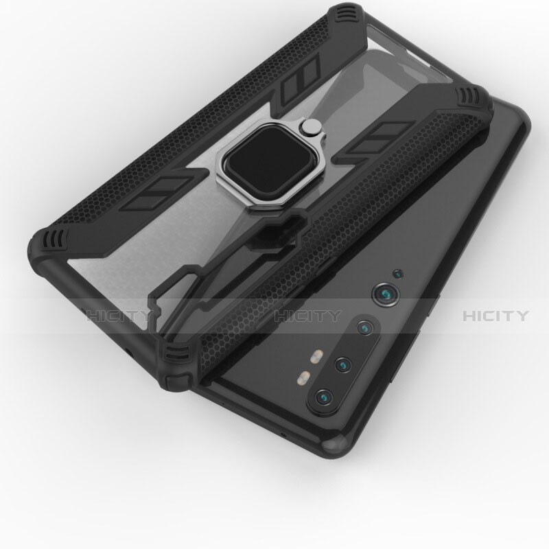 Funda Bumper Silicona y Plastico Mate Carcasa con Magnetico Anillo de dedo Soporte R02 para Xiaomi Mi Note 10