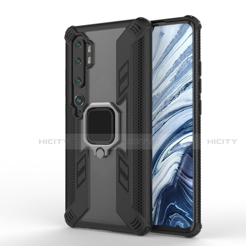 Funda Bumper Silicona y Plastico Mate Carcasa con Magnetico Anillo de dedo Soporte R02 para Xiaomi Mi Note 10 Pro