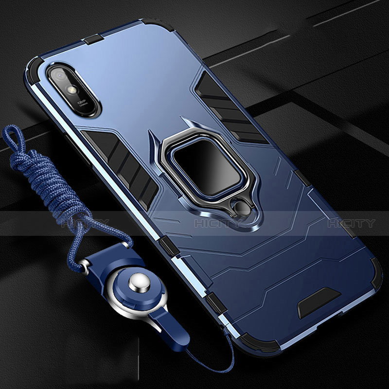 Funda Bumper Silicona y Plastico Mate Carcasa con Magnetico Anillo de dedo Soporte R02 para Xiaomi Redmi 9i
