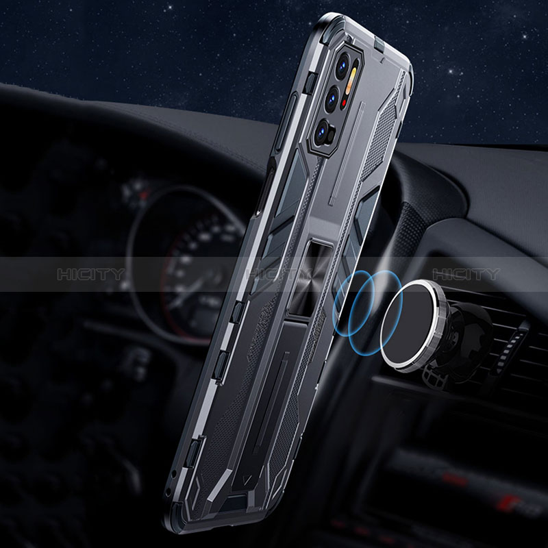 Funda Bumper Silicona y Plastico Mate Carcasa con Magnetico Anillo de dedo Soporte R02 para Xiaomi Redmi Note 10 5G