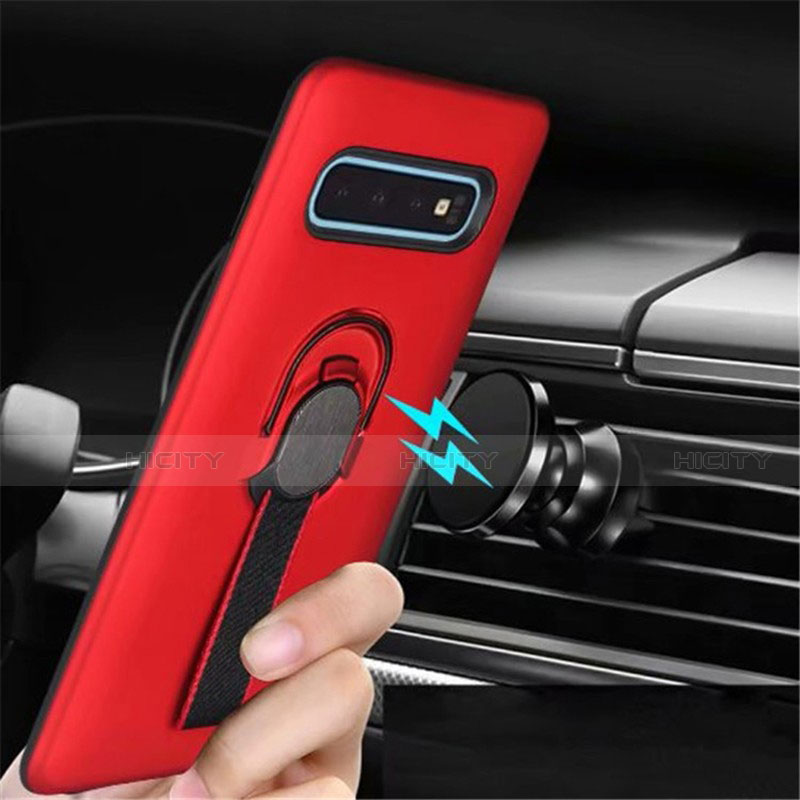 Funda Bumper Silicona y Plastico Mate Carcasa con Magnetico Anillo de dedo Soporte R03 para Samsung Galaxy S10