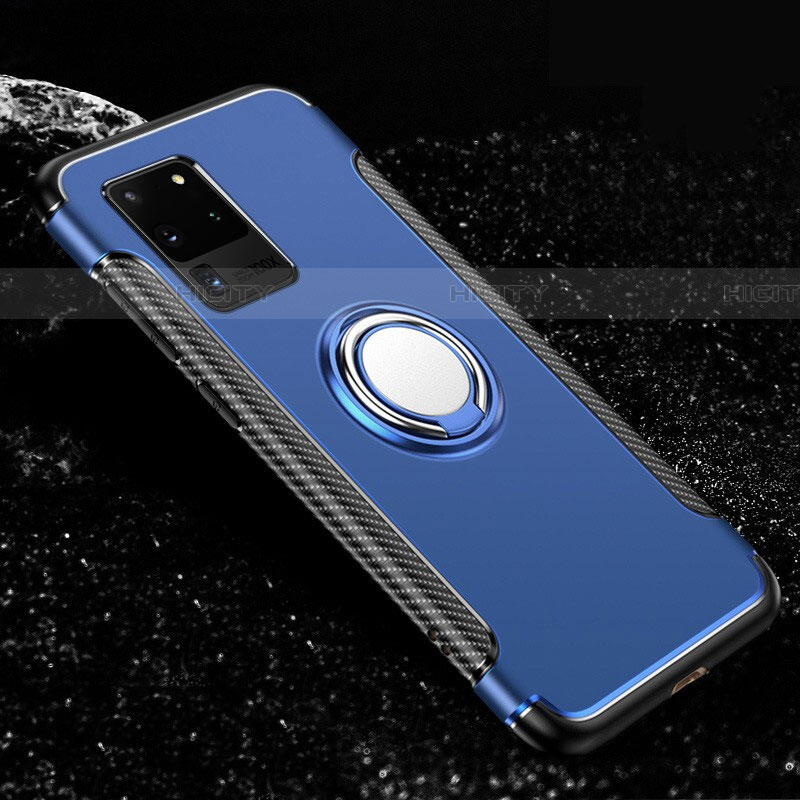 Funda Bumper Silicona y Plastico Mate Carcasa con Magnetico Anillo de dedo Soporte R03 para Samsung Galaxy S20 Ultra 5G