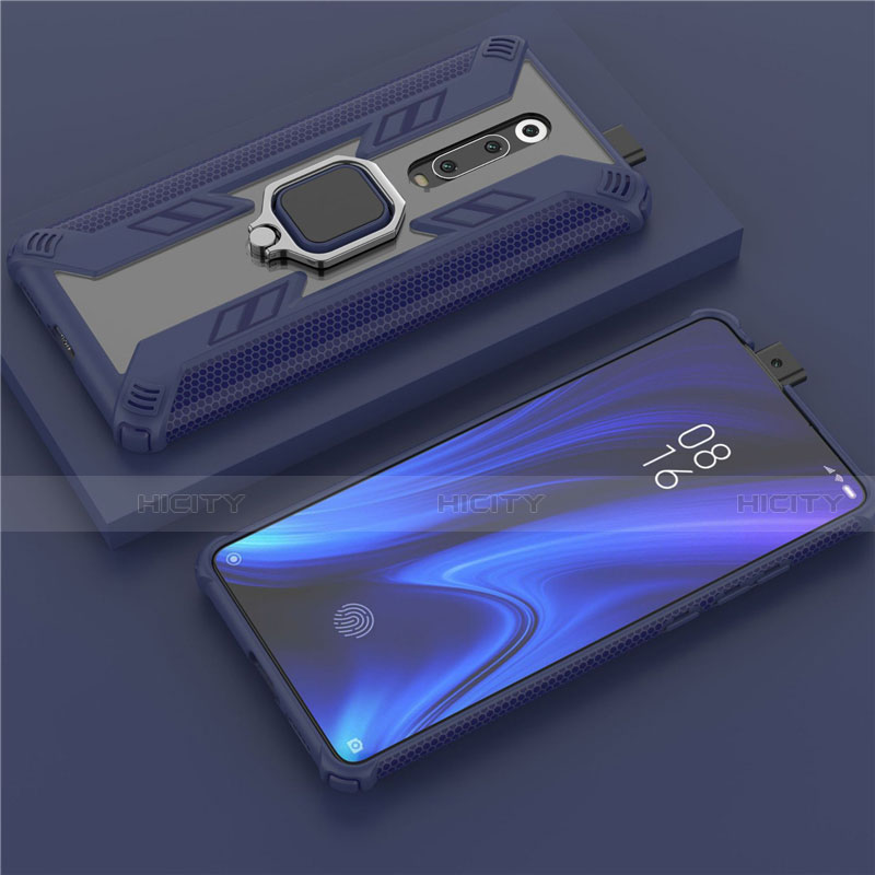 Funda Bumper Silicona y Plastico Mate Carcasa con Magnetico Anillo de dedo Soporte R03 para Xiaomi Mi 9T