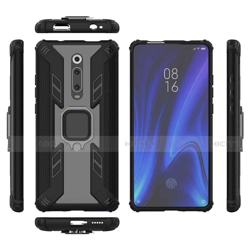 Funda Bumper Silicona y Plastico Mate Carcasa con Magnetico Anillo de dedo Soporte R03 para Xiaomi Mi 9T Pro