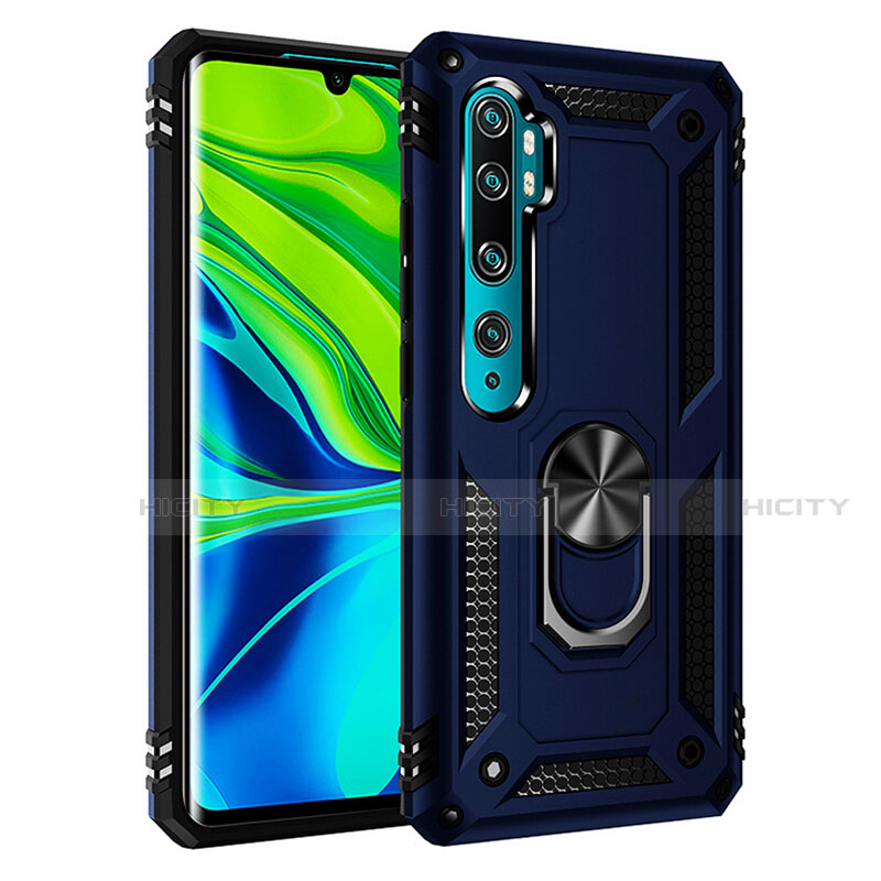 Funda Bumper Silicona y Plastico Mate Carcasa con Magnetico Anillo de dedo Soporte R03 para Xiaomi Mi Note 10