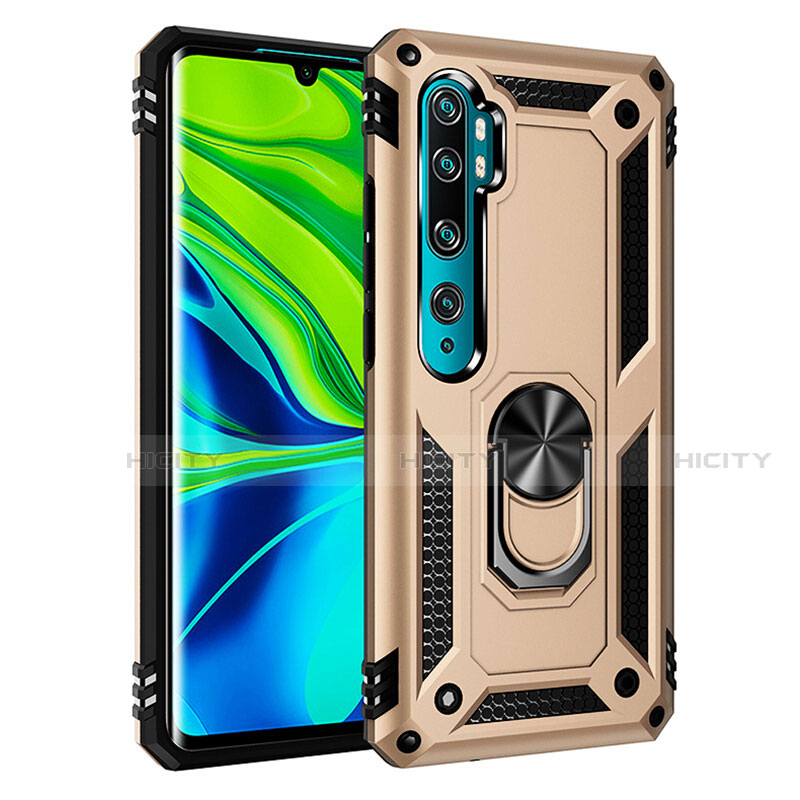 Funda Bumper Silicona y Plastico Mate Carcasa con Magnetico Anillo de dedo Soporte R03 para Xiaomi Mi Note 10 Pro