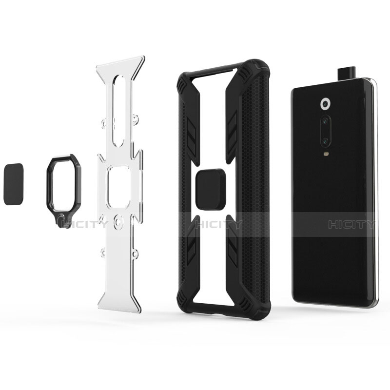 Funda Bumper Silicona y Plastico Mate Carcasa con Magnetico Anillo de dedo Soporte R03 para Xiaomi Redmi K20