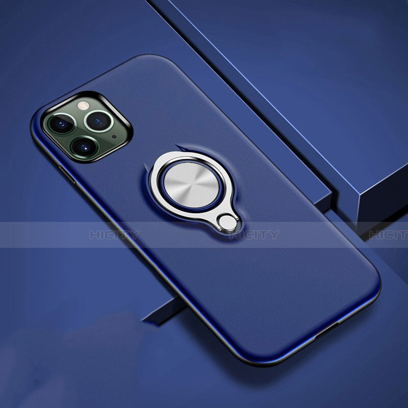 Funda Bumper Silicona y Plastico Mate Carcasa con Magnetico Anillo de dedo Soporte R04 para Apple iPhone 11 Pro Azul