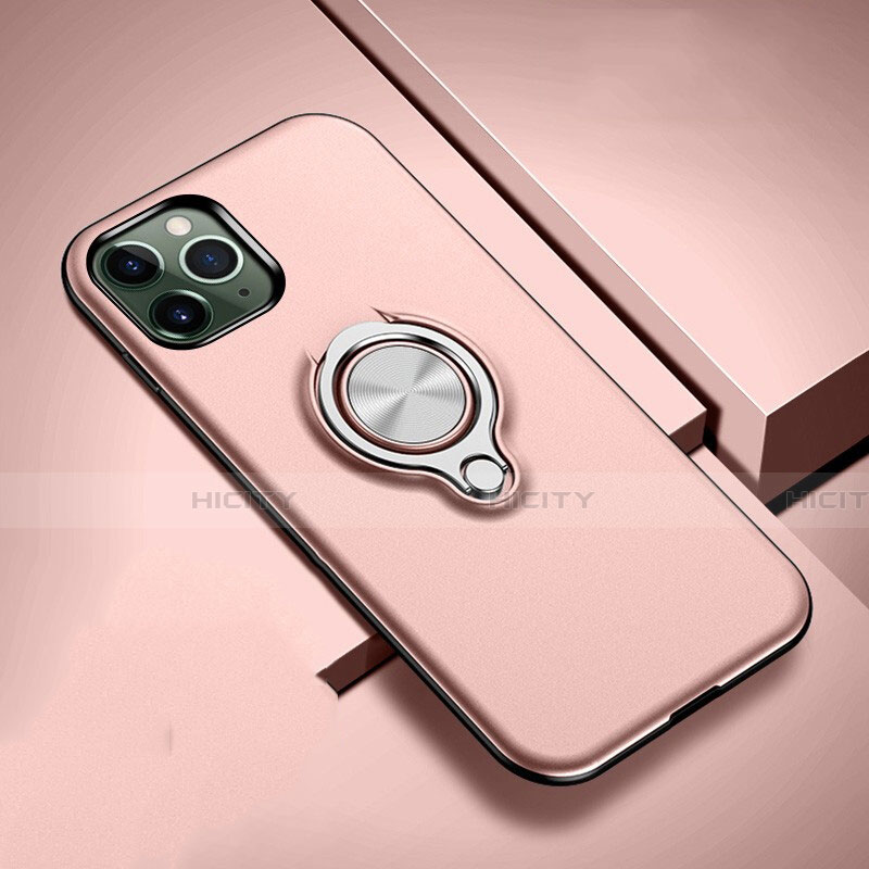 Funda Bumper Silicona y Plastico Mate Carcasa con Magnetico Anillo de dedo Soporte R04 para Apple iPhone 11 Pro Oro Rosa