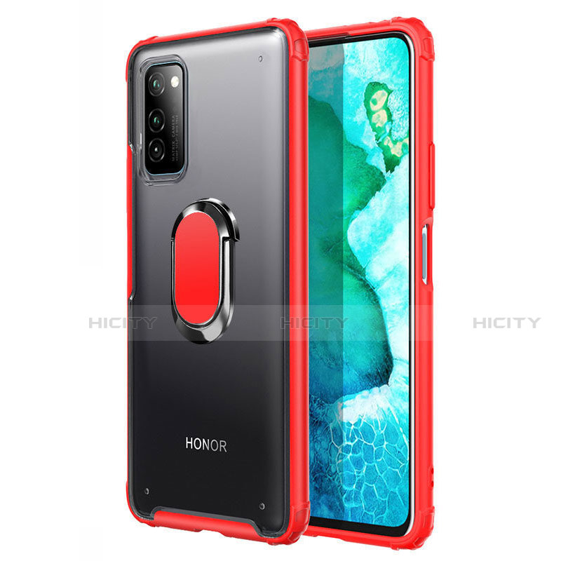 Funda Bumper Silicona y Plastico Mate Carcasa con Magnetico Anillo de dedo Soporte R04 para Huawei Honor View 30 5G