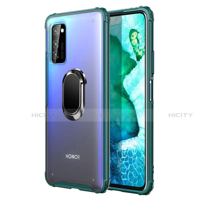 Funda Bumper Silicona y Plastico Mate Carcasa con Magnetico Anillo de dedo Soporte R04 para Huawei Honor View 30 5G