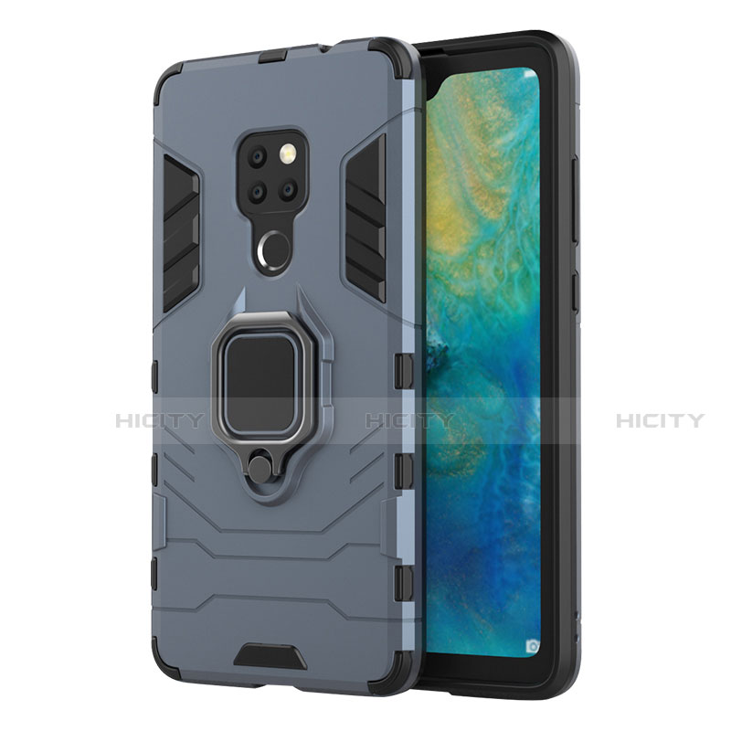 Funda Bumper Silicona y Plastico Mate Carcasa con Magnetico Anillo de dedo Soporte R04 para Huawei Mate 20 Azul