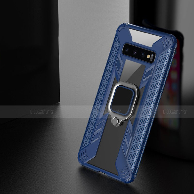 Funda Bumper Silicona y Plastico Mate Carcasa con Magnetico Anillo de dedo Soporte R04 para Samsung Galaxy S10