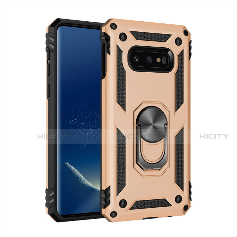 Funda Bumper Silicona y Plastico Mate Carcasa con Magnetico Anillo de dedo Soporte R04 para Samsung Galaxy S10e